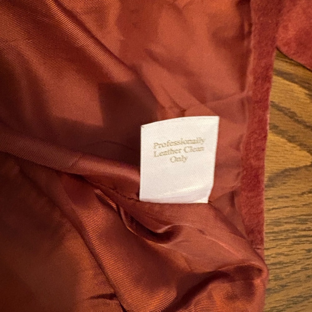 Red Suede Jacket Women’s XL Caslon Leather Lined Vintage Rust Button Down Coat - Picture 15 of 16